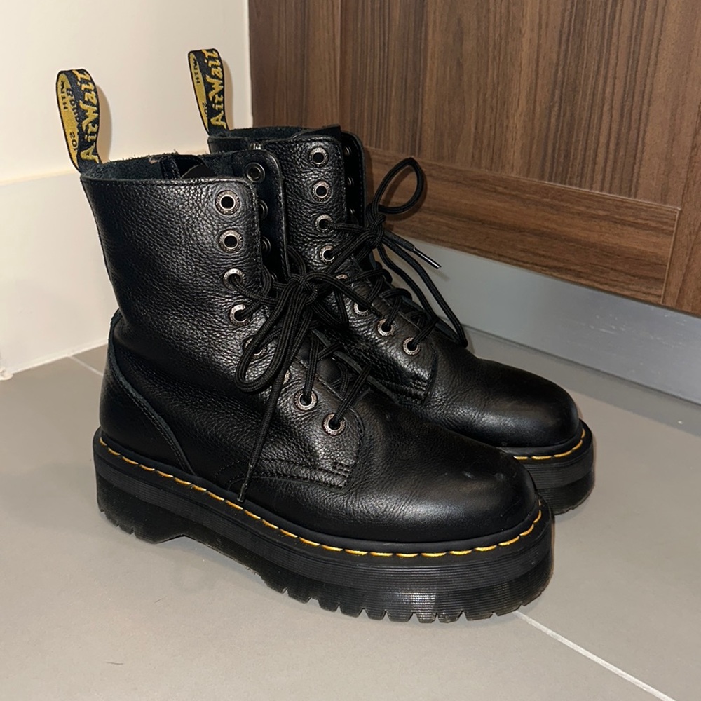 Lightly Used Black Leather Platform Dr. Martens